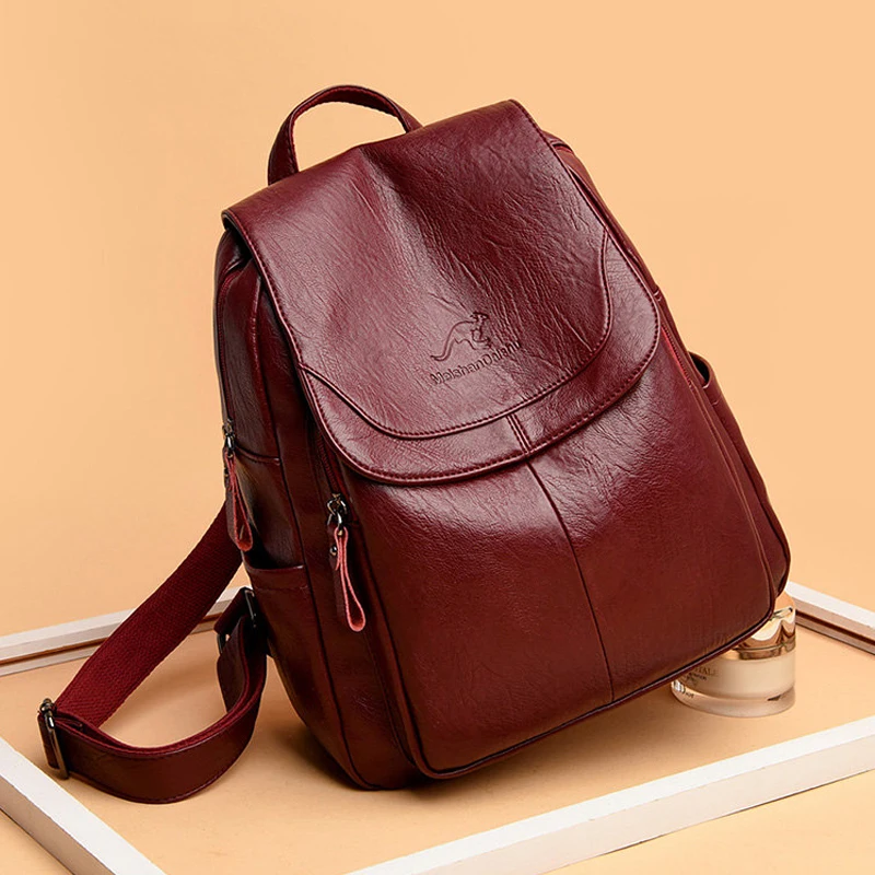 9 Color Women Soft Leather Backpacks Vintage Female Shoulder Bags Sac a Dos Casual Travel Ladies Bagpack Mochilas School Bags