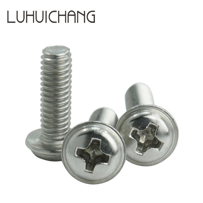 LuHuchang 50Pcs M6 Stainless Steel Phillips Round Washer Head Machine Screw Case Precision Computer Motherboard Screw