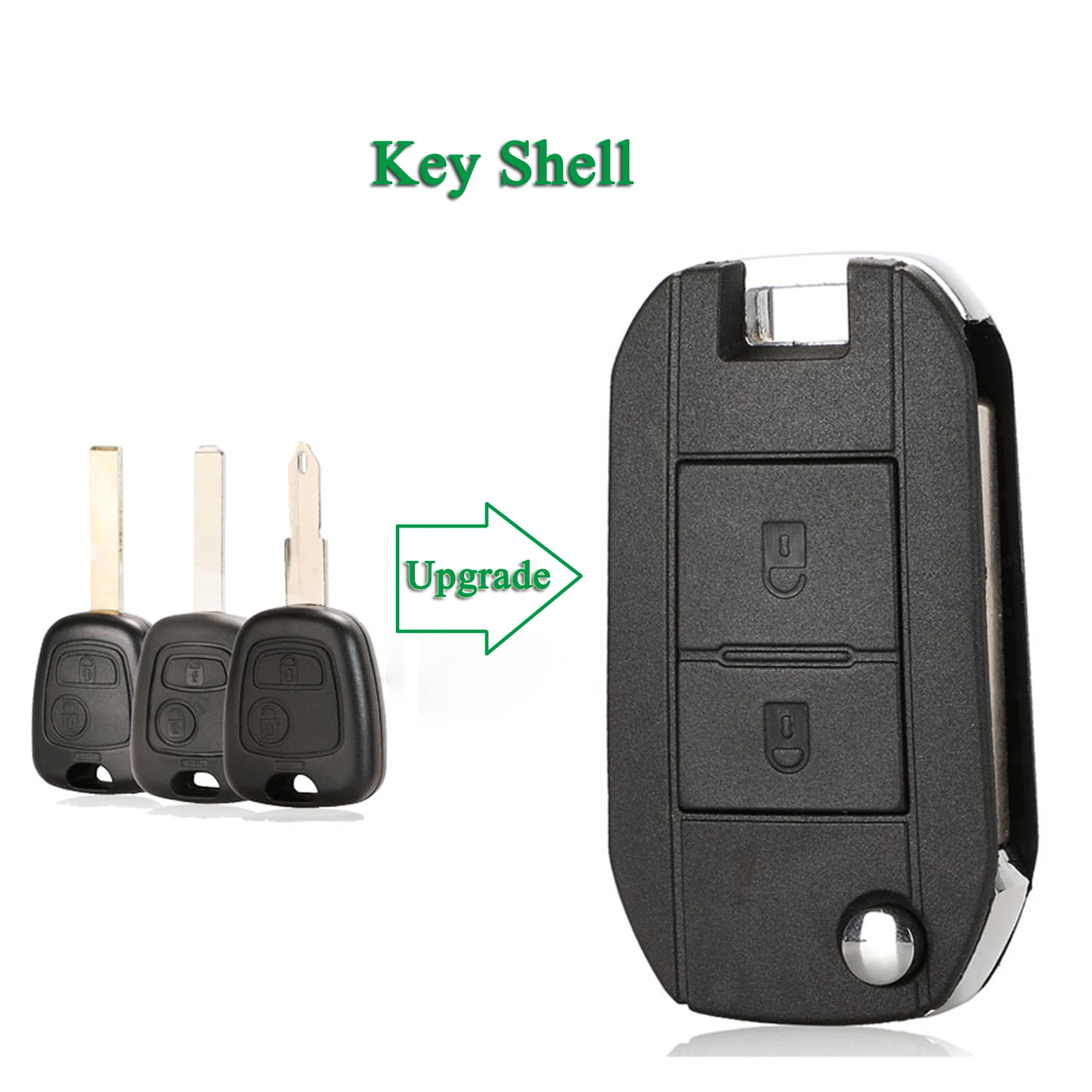 

jingyuqin 2 Buttons Modified Remote Car Key Shell Case FOB For Citroen Peugeot With HU83/VA2/NE73 Blade Replacement