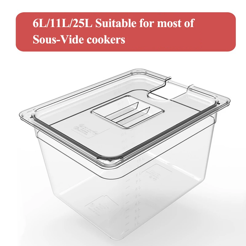 Sous Vide Cooker Container With 3 Sizes 6L 11L 25L For Immersion Circulators Sous-Vide Machine Food Grade PC Material