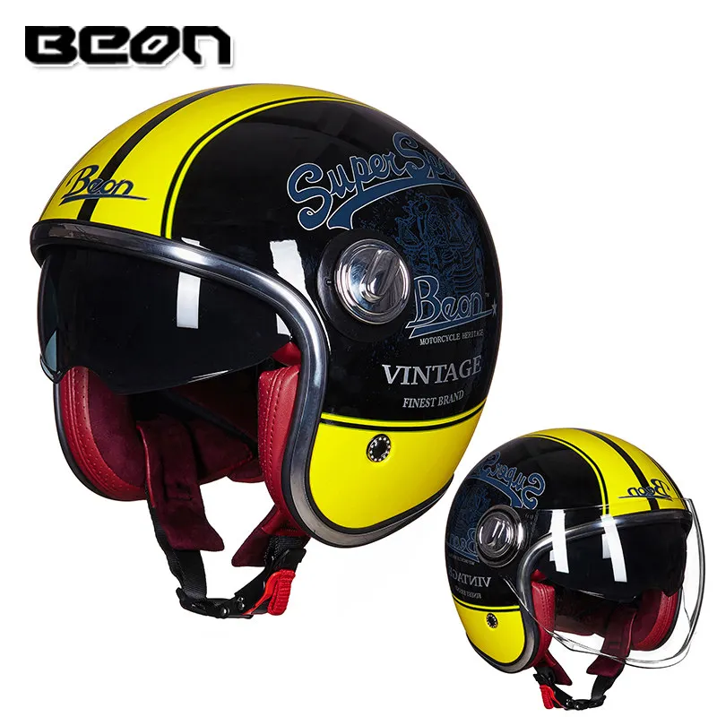 BEON B108A motorcycle helmet beon 3/4 open face dual lens visor vintage helmets retro casque Moto Casque Casco Capacete