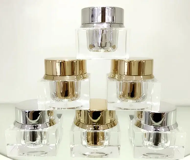 

5g square Cream Jars Cosmetic Packaging Empty Sample Cosmetics Packaging luxury Acrylic jar fast shipping