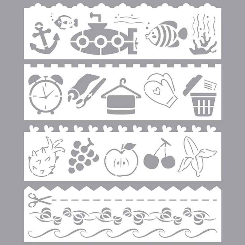 12pc Stencils Coloring Embossing Painting Template DIY Scrapbooking Diary Stamp Album Decoration Drawing Lace Ruler Reusable