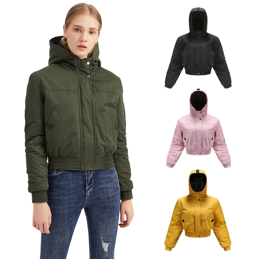 

Stylish lady autumn winter za green short jackets women fashion long sleeve zipper bomber jacket outwear women's coat