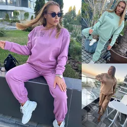 Spring Autumn Women Hoodies Set Long Sleeve Solid Casual Pullover Suit Elastic Sports Pants Female Tracksuit Sportswear