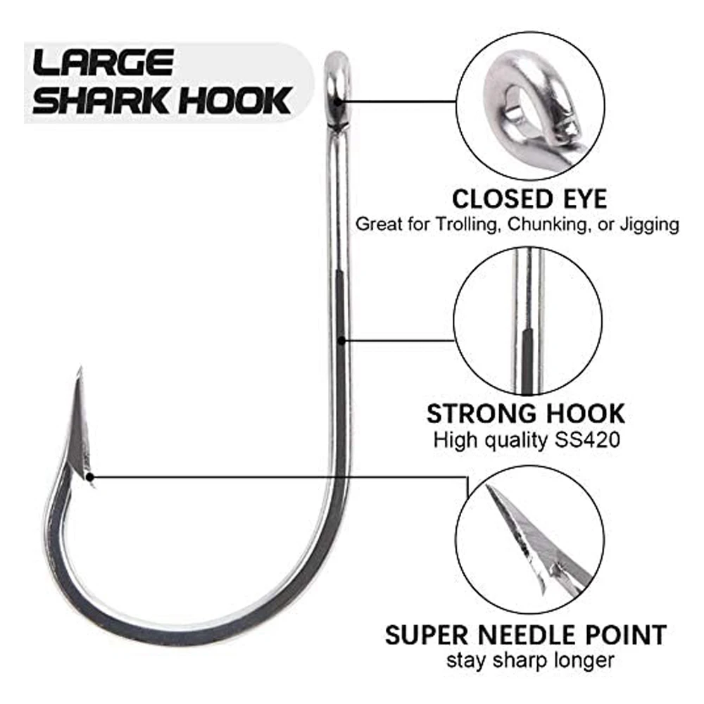 5Pcs/lot Stainless Steel Fishing Hook 14/0-20/0 shark Large Big Game Fish jig bait hooks Barbed Tuna fishhook