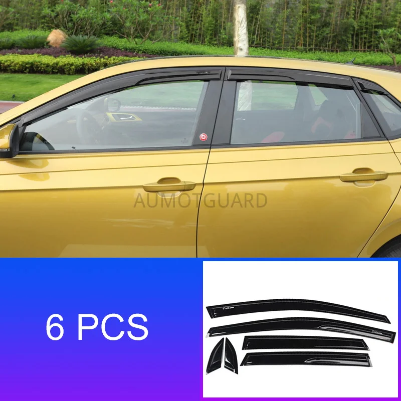 

Clear Plastic Window Visor Vent Shades Sun Rain Deflector Guard for Volkswagen VW Polo plus 2019