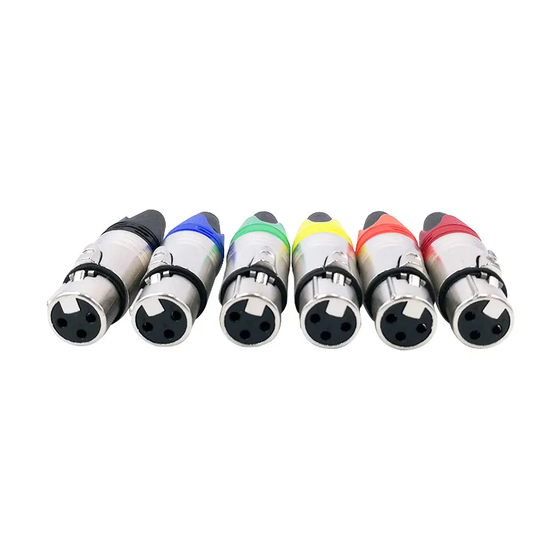 10Pcs Xlr connector audio plug microphone plug 3pin speaker  connector male & female colour mic connector