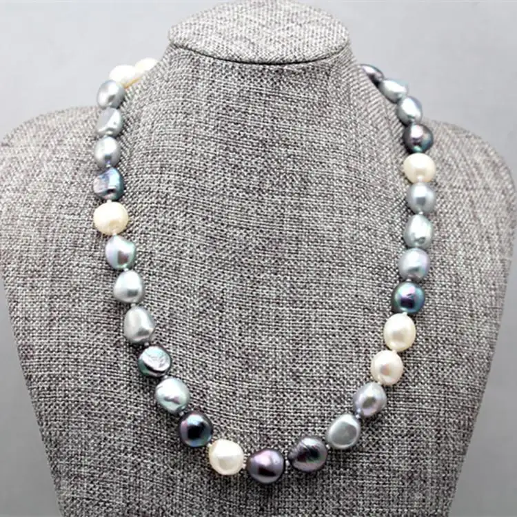 

HABITOO 11-13mm Nature Freshwater Pearl Multicolor Baroque Necklace 18inch Wholesale Jewelry Charming Gifts