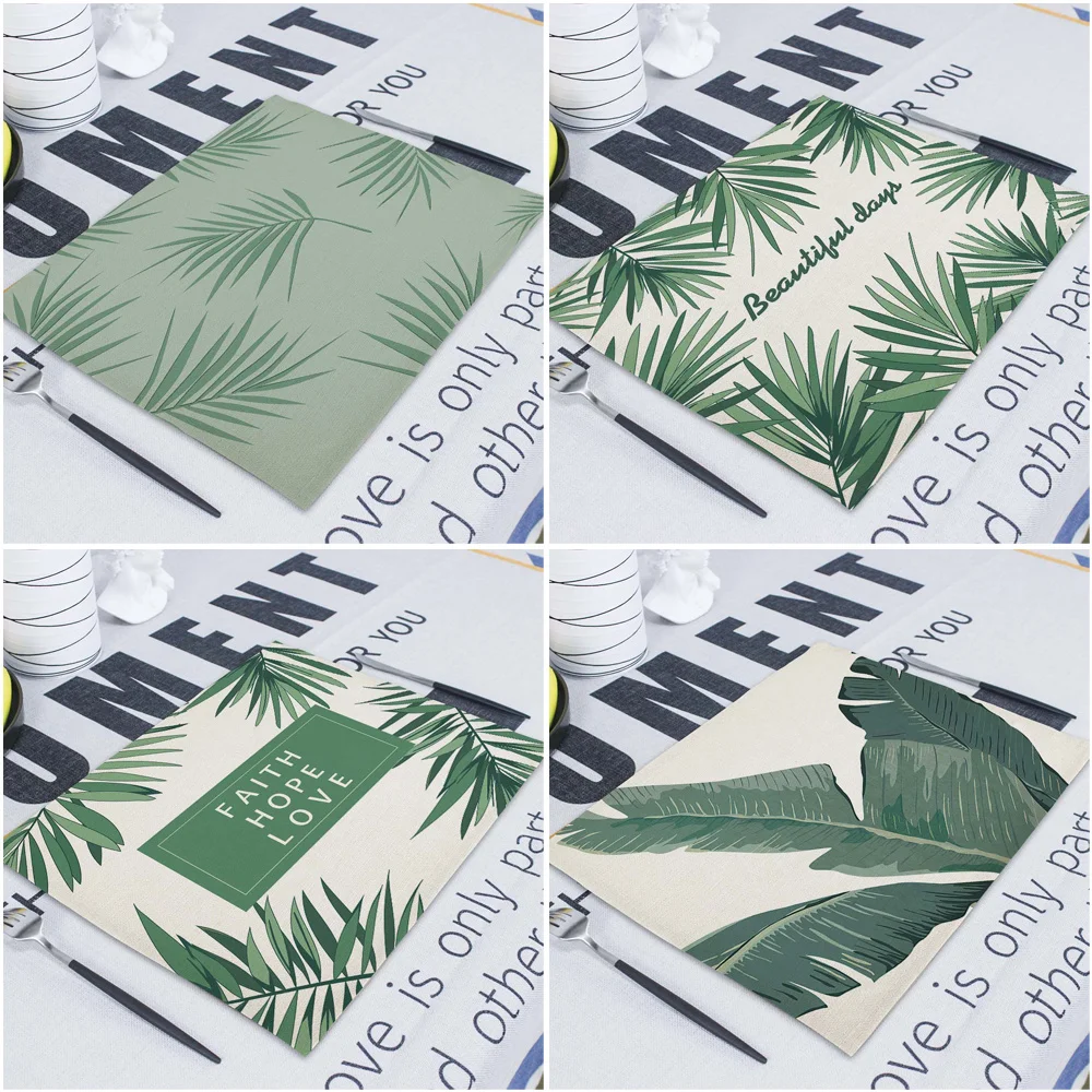 Tropical Plant Dining Napkins Fabric Linen Cloth Placemat Serving Table Napkin Kitchen Serviette De Table Mariage Tea Towels