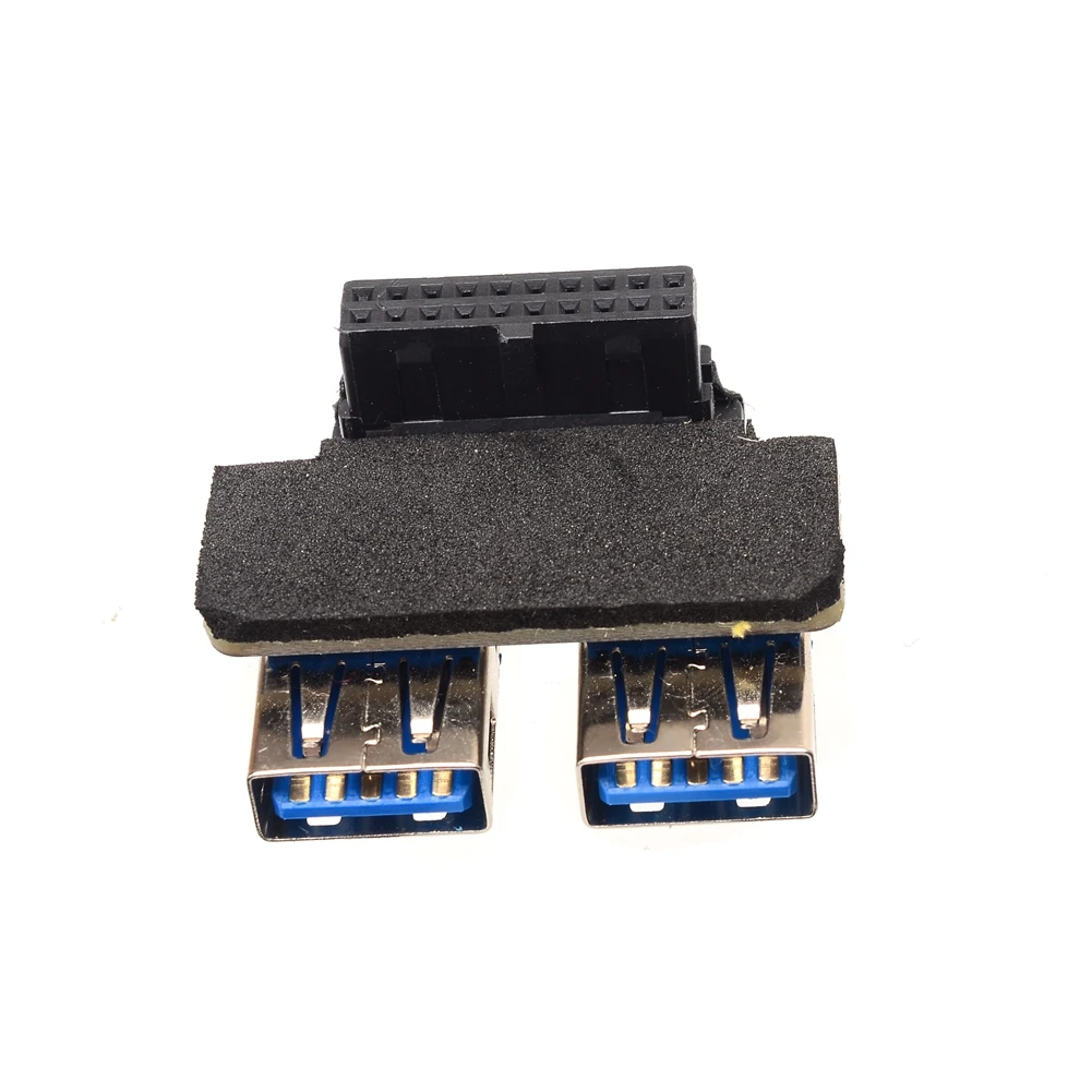 Adaptador de placa base de escritorio de 20 pines A USB 3,0 Dual, de 19 pines conector hembra/20P A 2 puertos USB 3,0 A lector de tarjetas