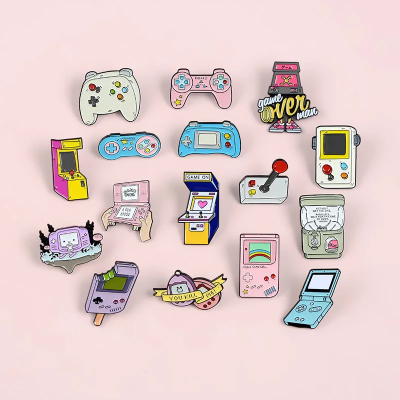 Retro Arcade Game Enamel Pins Collections Cartoon 90s Gamepad Jewelry Brooches Denim Shirt Collar Badge Lapel  Friends Gifts