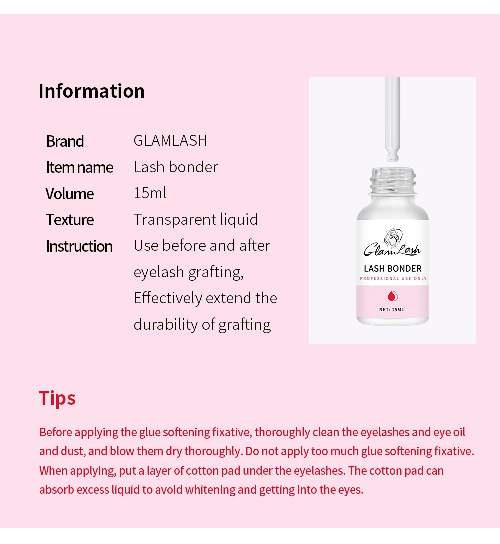 GLAMLASH 10 ml/15 ml Wimpern Super Bonder für Wimpernverlängerung Bonder Private Label Pfropfen Wimpernkleber Schnell trocknend Langlebig – Detail 4
