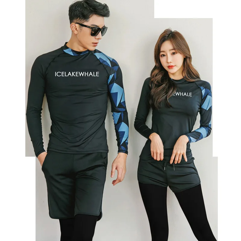 Ccouple Rash Guard Full Body Suits Women\'s or Men\'s UV Swim Shirt+Leggings/Shorts Lovers Matching Surfing Swimsuit Quick Dry