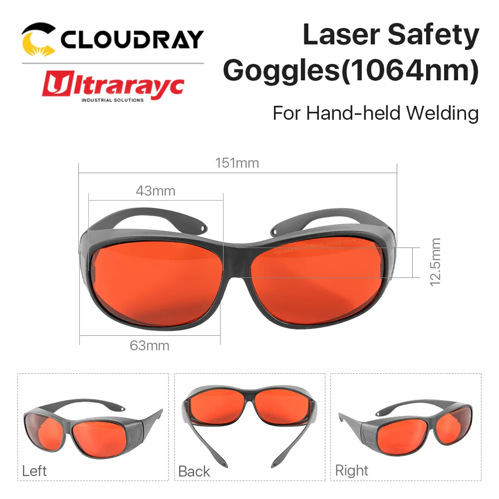 Ultrarayc 1064nm Laser Safety Goggles 190-540nm OD3+ & 800-1100nm OD7+ Protective Glasses For Optical Fiber Hand-Held Welding