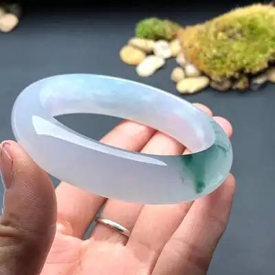 

Zheru Jewelry Natural Burmese Jade Light Color Two-color 54-64mm Bracelet Elegant Princess Jewelry For Mom For Girlfriend