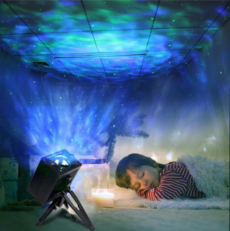 LED Aurora Starry Sky Projection Lamp Colorful Remote Control Dreamy Rotating Romantic Starry Sky Water  Light Night Light