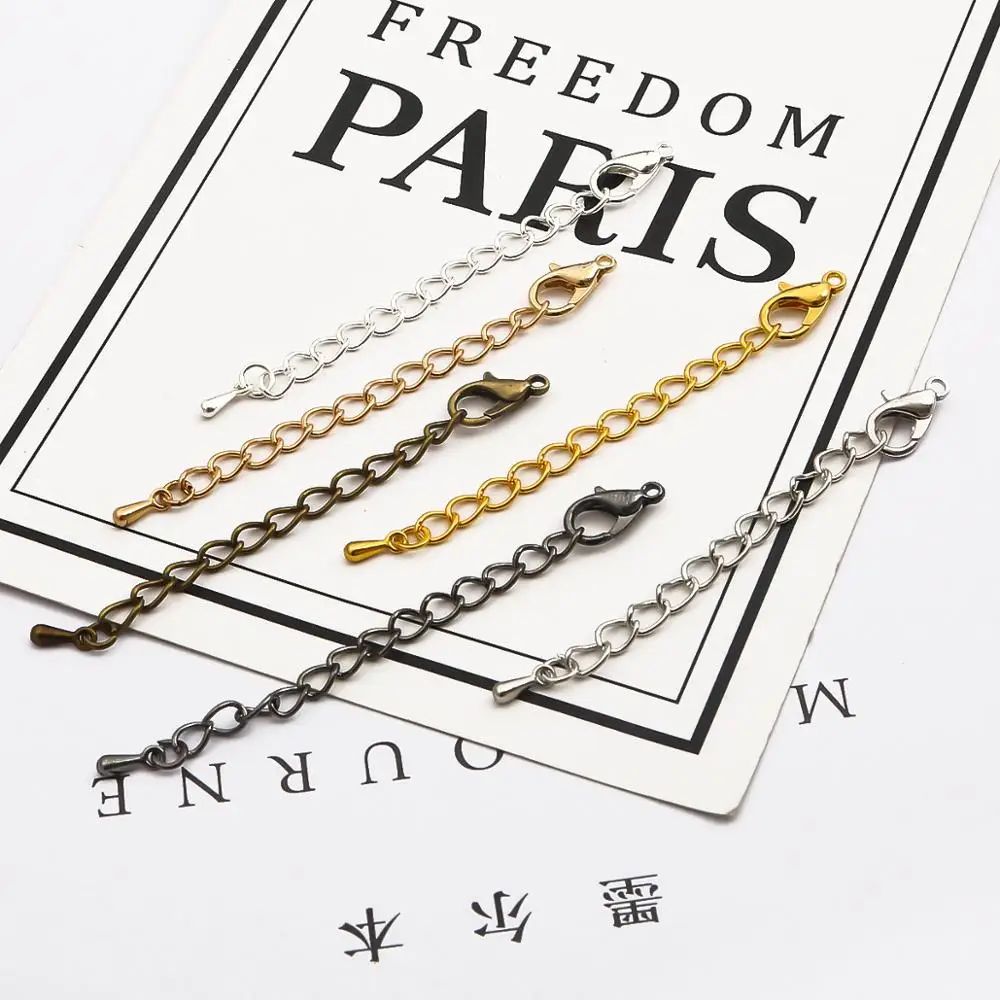10Pcs/Lot 55mm Tone Extended Extension Tail Chain Lobster Clasps Connector For DIY Jewelry Making Bracelet Necklace Accessories