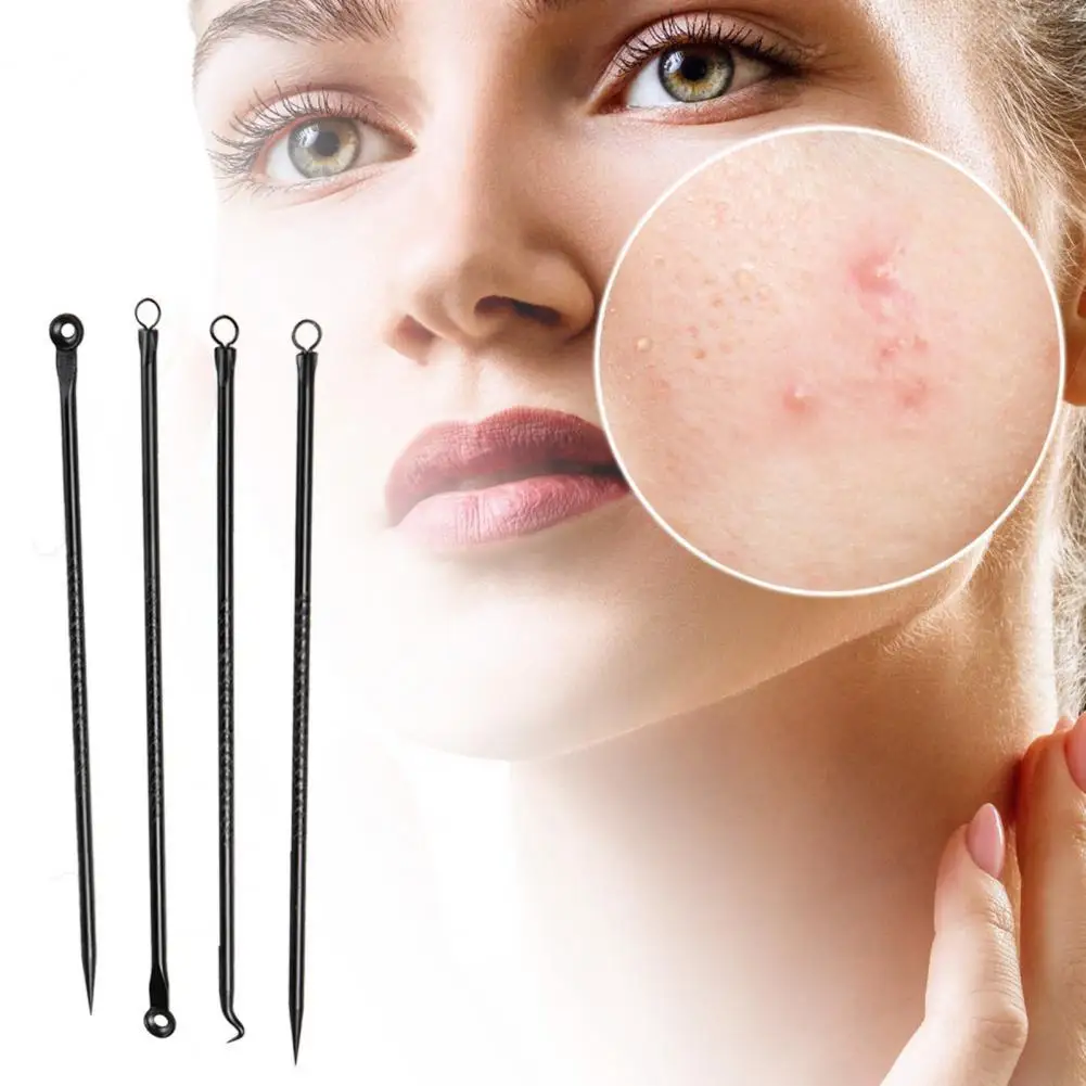 4Pcs/Set Acne Needle Portable Exquisite Stainless Steel Beauty Comedones Pimple Remover for Nose