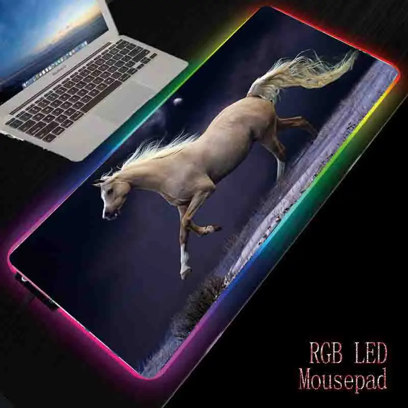 Mairuige Running Horse Mouse Pad RGB Large Mouse Pad Carpet LED Luminous Color Lighting Computer Notebook Office Game Desk Mat