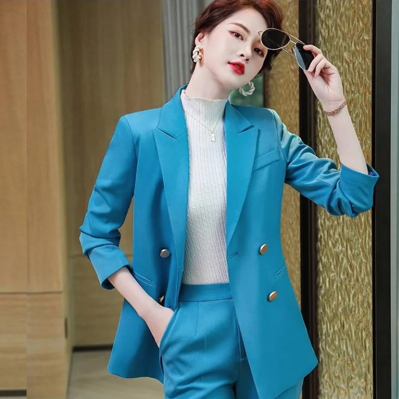 

High Quality Fabric Formal Professional Women Business Work Wear Blazers Suits with Pants and Jackets Coat Pantsuit Trousers Set