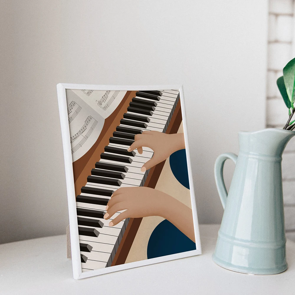 Póster de arte musical nórdico, póster de guitarra clásica, Piano, imagen de pared Vintage para sala de estar, Cuadros minimalistas, decoración del hogar