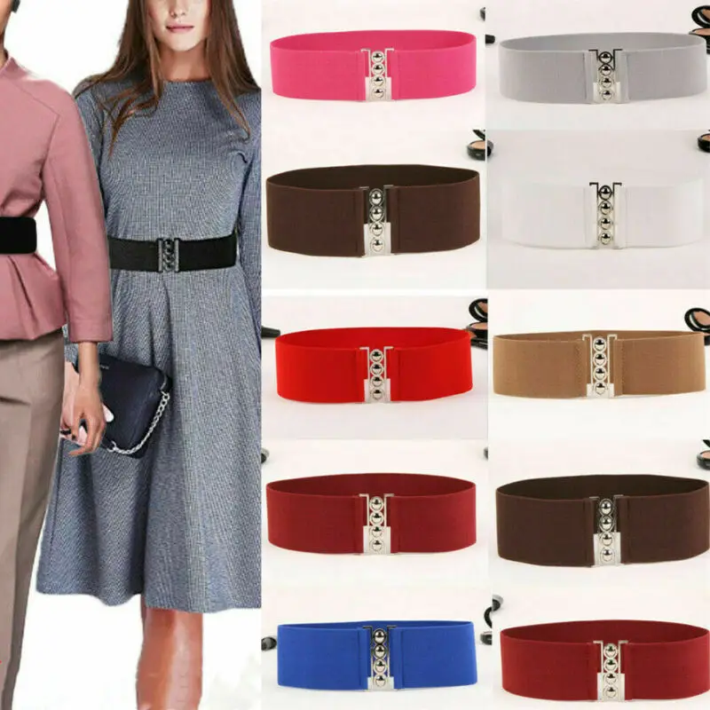 

3" Wide Waistband Women’s Elegant Belts Fashion Elastic Cinch Belt Stretch Waist Band Clasp Buckle Apparel Accessories