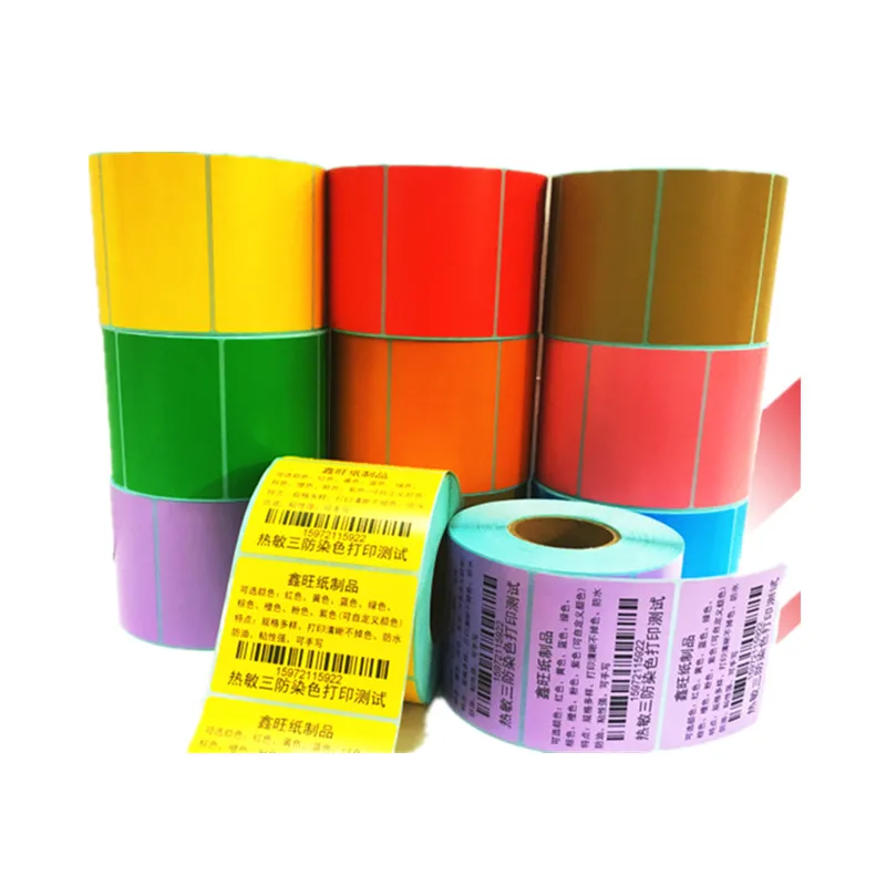 Thermal printer color label product price barcode QR code 30-100 mm red yellow blue green pink orange purple sticker