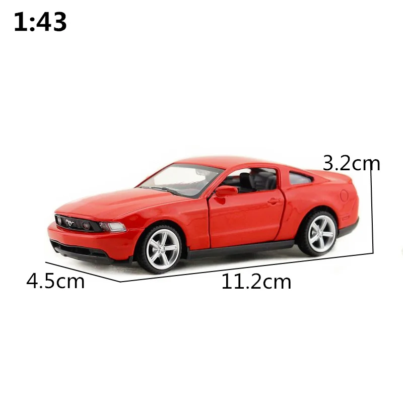 Diecast Metal Toy Model 1:43 Scale Ford Mustang GT Super Car Pull Back Doors Openable Educational Collection Gift For Boys