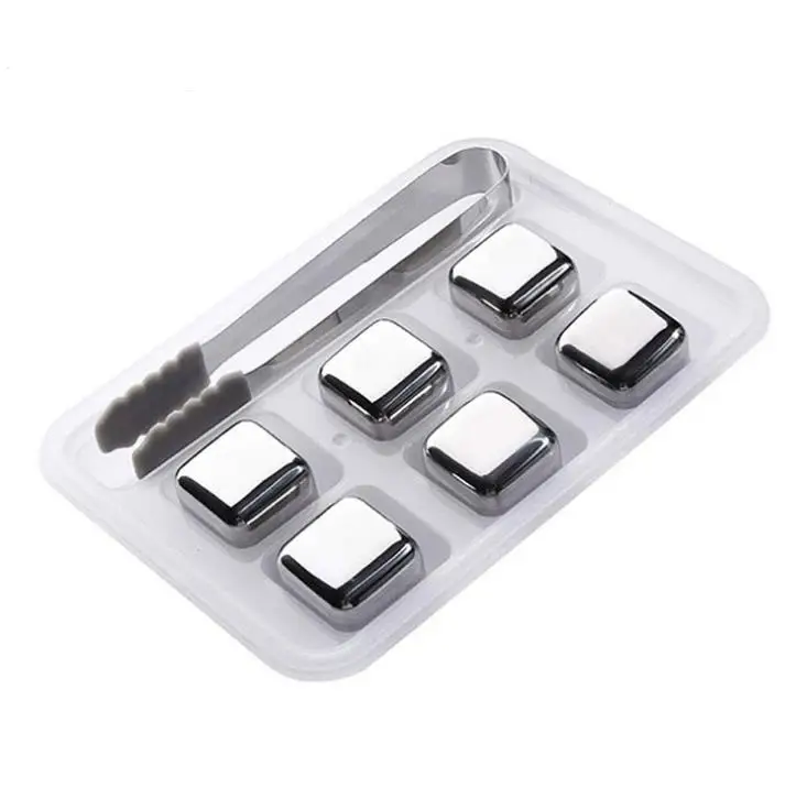 304 Stainless Steel Ice Cube Reusable Chilling Stones for Whiskey Wine Drink Cold Metal Ice Whiskey Red Wine Cooling SN3814