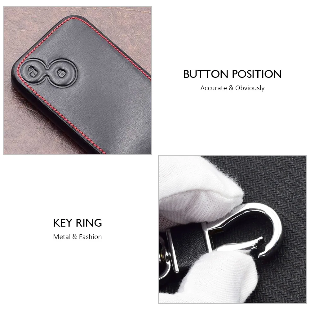 Leather Car Key Case For Renault Laguna Espace 2 Buttons Smart Keyless Remote Fob Protection Cover Keychain Bag Auto Accessories