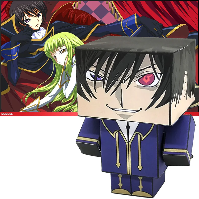 No-glue Code Geass Lelouch of Rebellion Mini Origami Handmade 3D Paper Model Papercraft DIY Cube Kids Adult Craft Toys CS-022