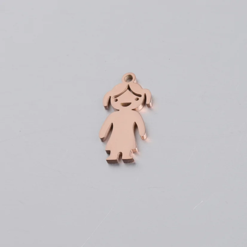 10pcs/Lot  Mirror Polish Stainless Steel Boy And Girls Charm for Making Necklace Bracelet Jewelry