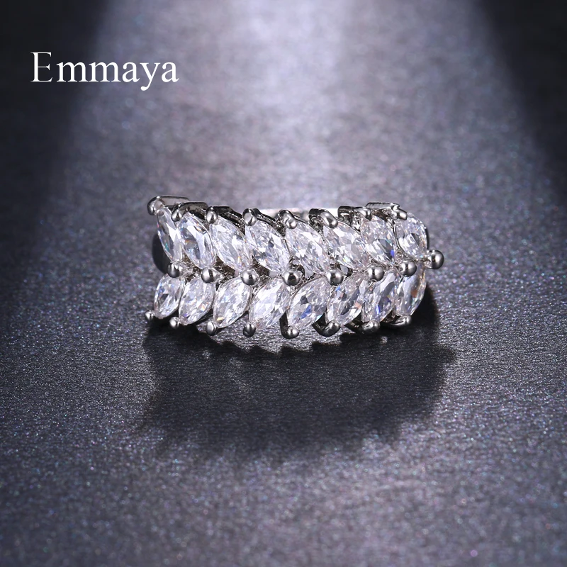 Emmaya Ingenious Model Symmertrical Cubic Zircon Ring For Women And Girls Elegant Decoration In Fashion Party