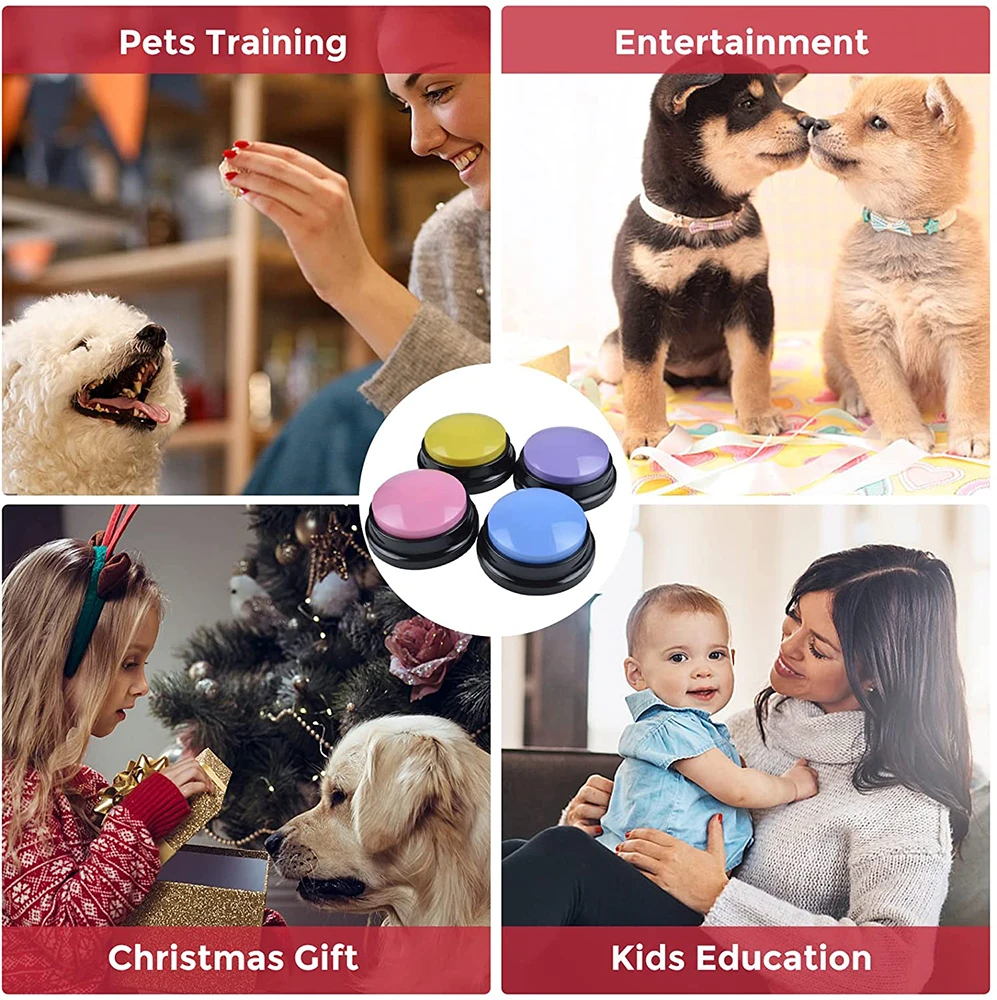 Recordable Buttons for Dog, Dog Buttons Recordable Button, Custom Easy Button Record & Playback Any 30s Message Answer Buzzer