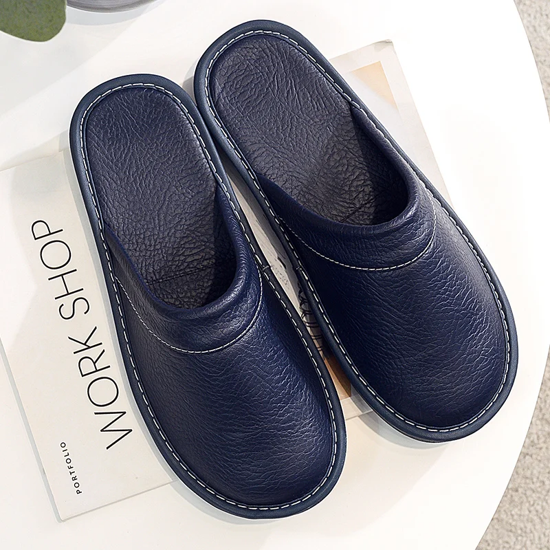 2022 Neuankömmling Landebahn Schuhe Männer Leder Hausschuhe Unisex flache runde Zehen tragen resitante Mode Schuhe Mann Hausschuhe Haus
