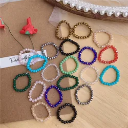 2021 Wholesale Japan and South Korea Light Luxury Fashion Crystal Beaded Ring Women Personality Elastic Ins Jewelry