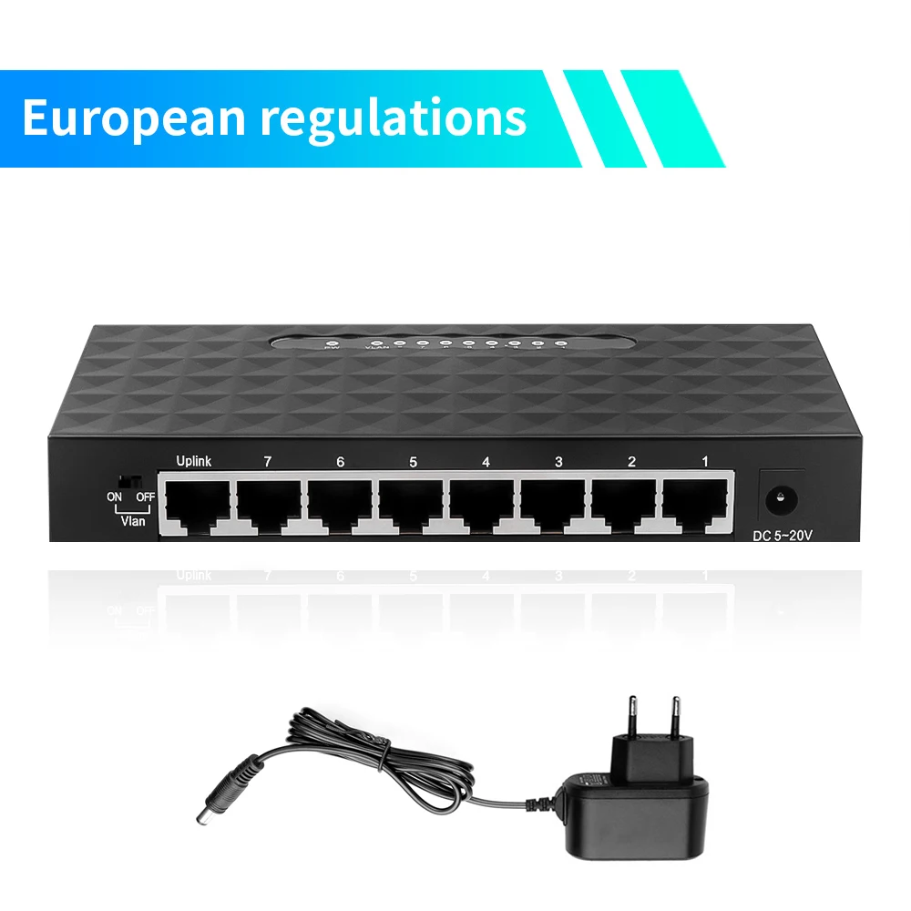 Kebidu RJ45 5 8 Port 100/1000Mbps gigabit splitter Ethernet network switch ethernet Lan Hub High Performance Ethernet EU Plug/US