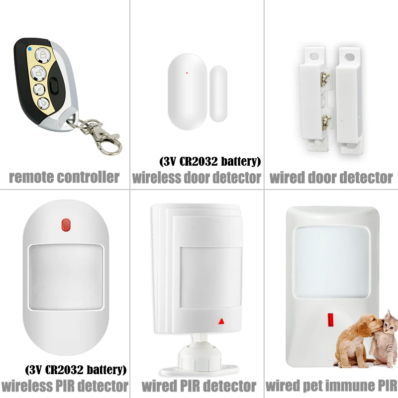 Wireless Home Security Alarm System, Segurança do ladrão, Detector com fio, RFID Touch Keyboard, Temperatura e Umidade, 433MHz, GSM, Novo