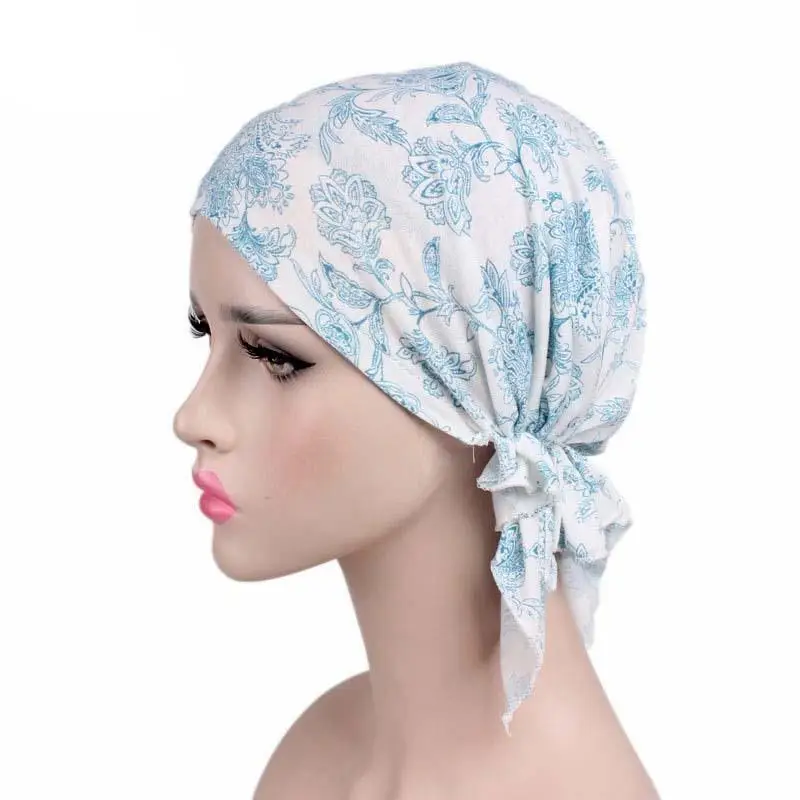 2024 NEW Fashion Women Flower Muslim Ruffle Cancer Chemo Hat Beanie Scarf Turban Head Wrap Cap Printed Headwear Lady Hats New