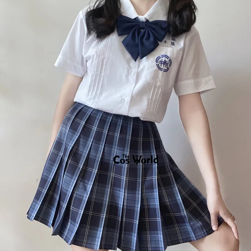 [Gang li tian] saia plissada de cintura alta para verão, vestido feminino, uniforme escolar jk, panos para estudantes