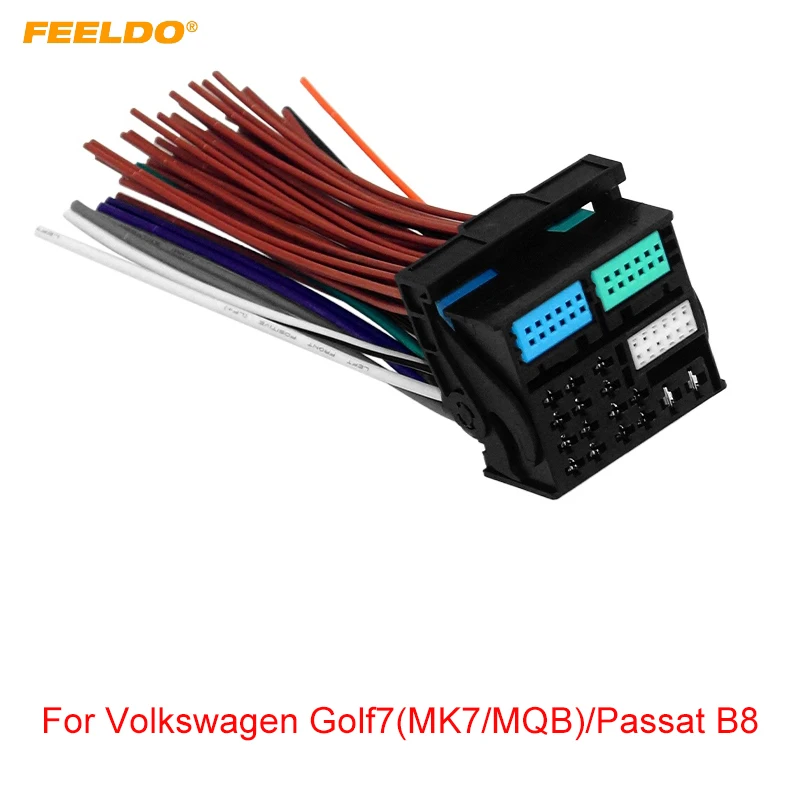 FEELDO Car Radio Stereo 52Pin Headunit Wring Harness For Volkswagen Golf7(MK7/MQB)/Passat B8 OEM MIB Radio