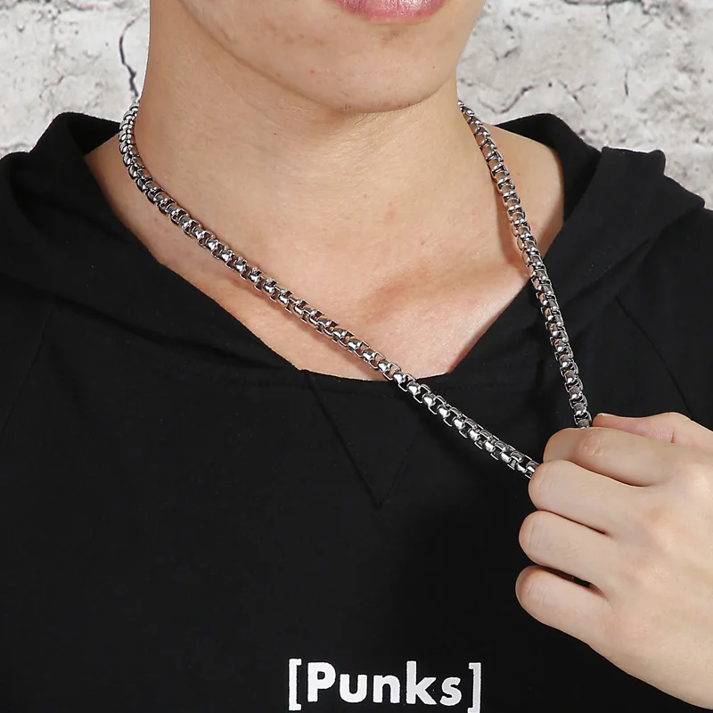 Kalen O-förmigen Kette Link Großhandel Einfache Retro Stil männer Edelstahl Zarte Halskette Schmuck – Detail 16