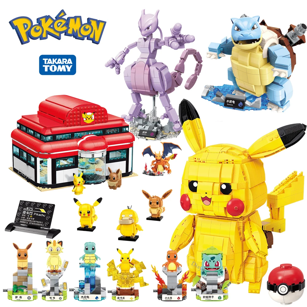 Idee nuovo stile Anime Pokemon Building Blocks Charizard pikachu Squirtle Bulbasaur modello di assemblaggio giocattoli educativi per bambini per