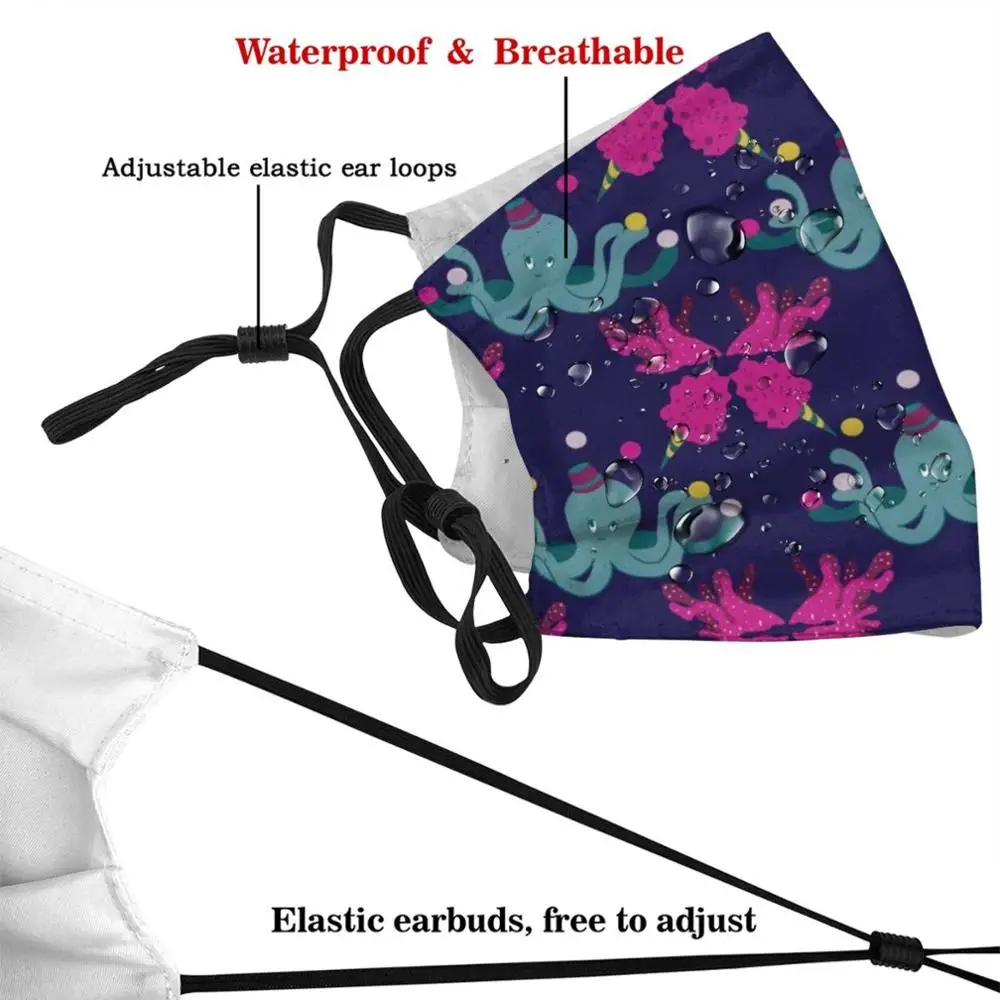 Octopus Circus Pattern1 Maske DIY Waschbar Filter Pm 2,5 Mund Trending Octopus Circus Korallen