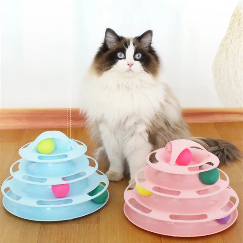 

Layer Cat Toy Turntable Funny Tower Tracks Cat Stick Bite Circle Ball Tickle Training Amusement Plate Cat Artifact Supplies