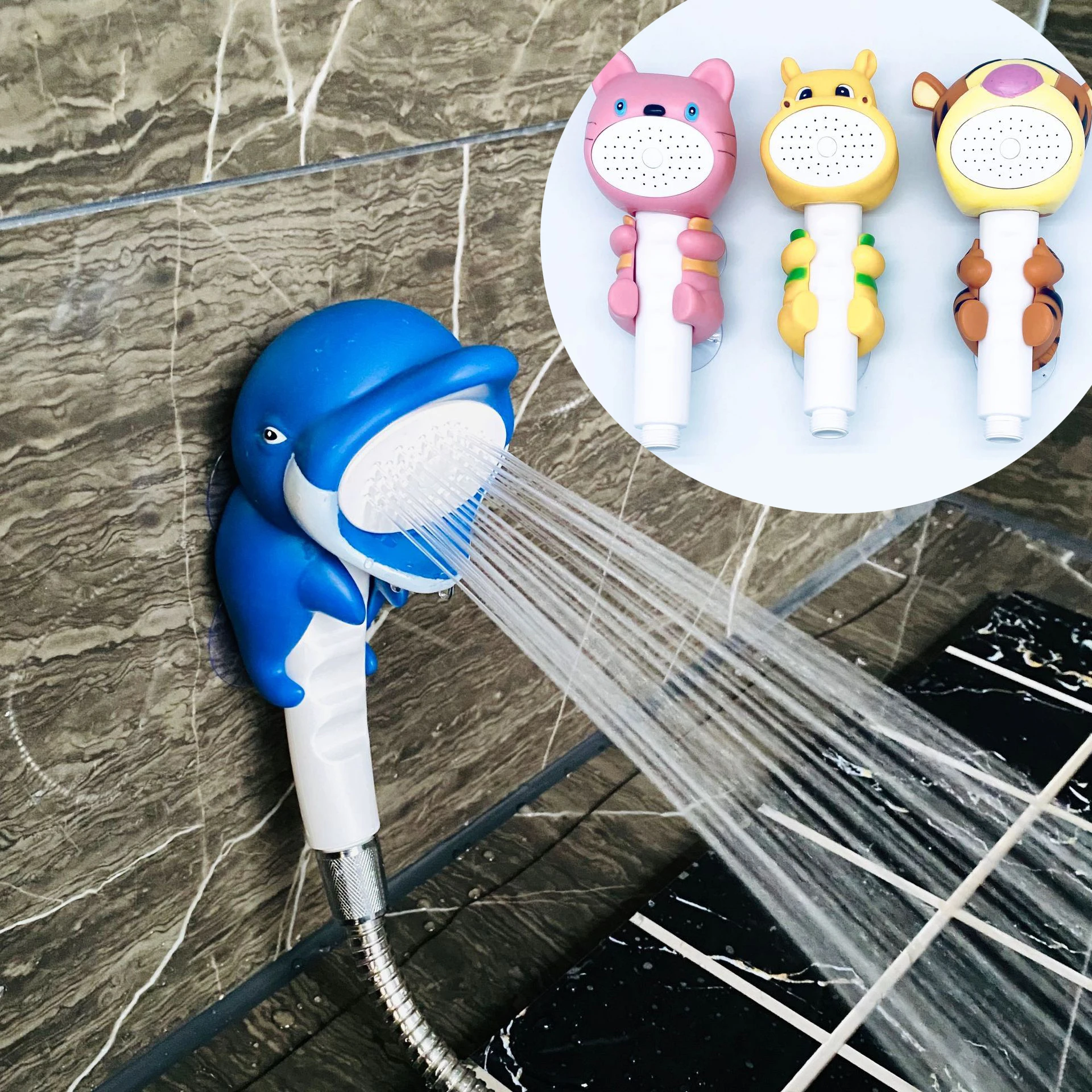 High Quality Cute Cartoon Handheld Shower Head Pressurized Single Head Single Head Rainfall  Bathroom Accessories