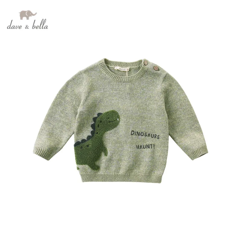 DBX14761-N dave bella winter casual baby boys cartoon letter knitted sweater kids fashion toddler boutique tops