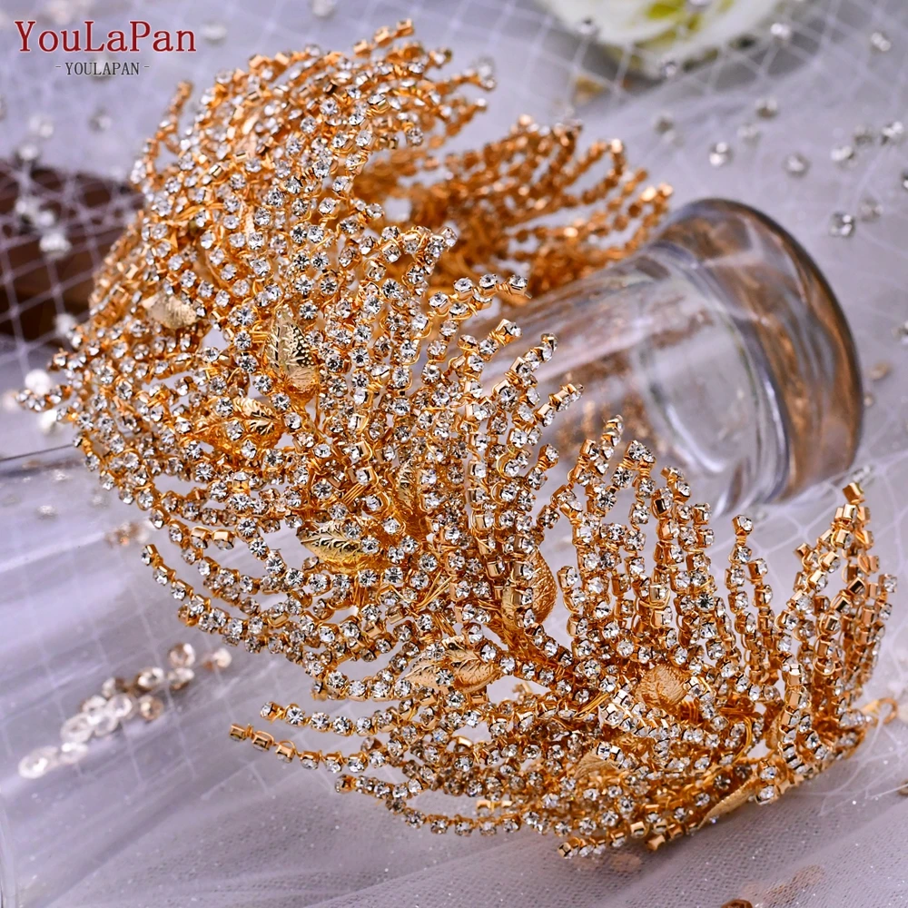 YouLaPan HP386 Shiny Rhinestones Headband Bridal Headpiece Wedding Hair Accessories for Bride Women Tiara Handmade Hair Jewelry