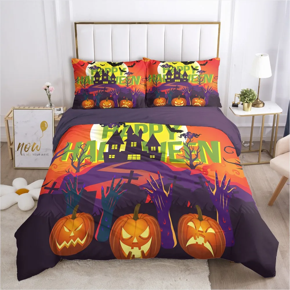 

3D Cartoon Bedding Set Duvet Cover Sets Quilt Covers Pillowcase Comforter Case Bed Linen Halloween King Queen Size Home Textile